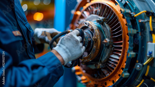 Industrial Engineer Inspecting Machinery in Manufacturing Plant