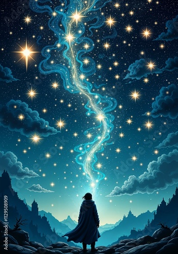 Enchanting night sky filled with shining stars representing wishes and dreams