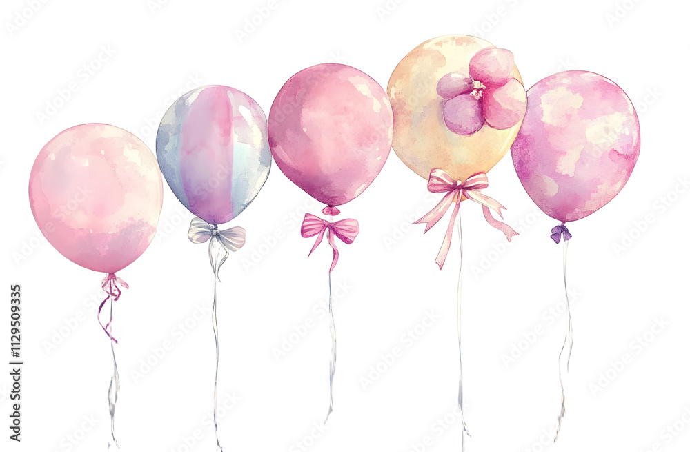 PNG Balloons illustration watercolor ribbons. PNG Balloons illustration watercolor ribbons.