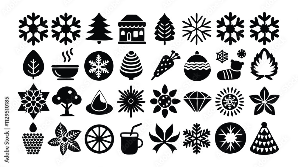 Fototapeta premium Holiday & Seasons related icon,editable stroke outline set of different types small icons isolated on white background flat vector illustration