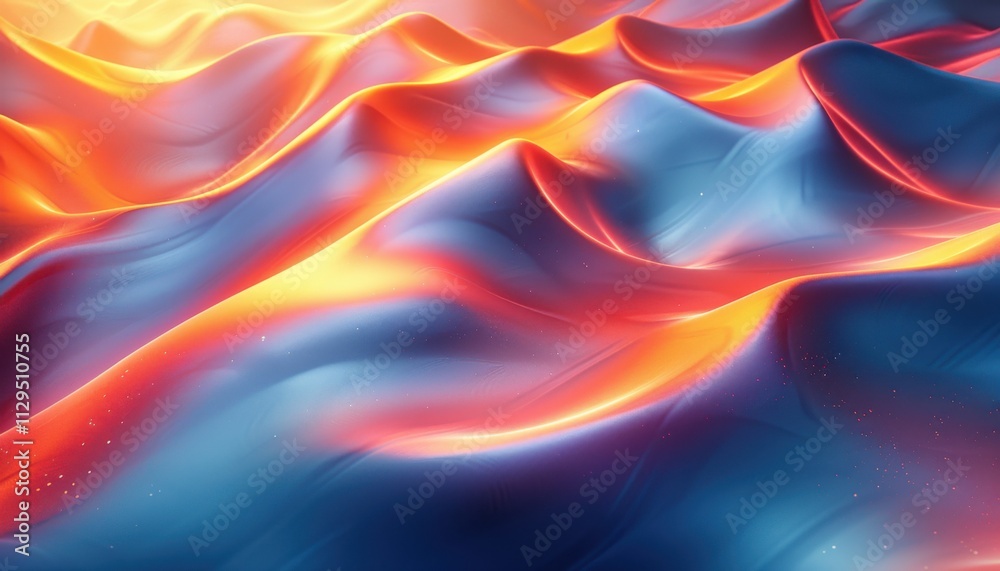 Fototapeta premium A blue and orange wave with a yellow line in the middle