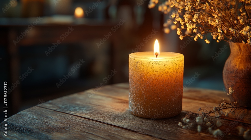 Cozy Candle Display with Christmas Decorations