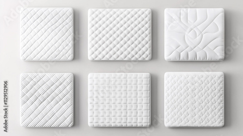 Wallpaper Mural Luxury Mattress Top Views  Six Quilted Designs  White Fabric Textures Torontodigital.ca