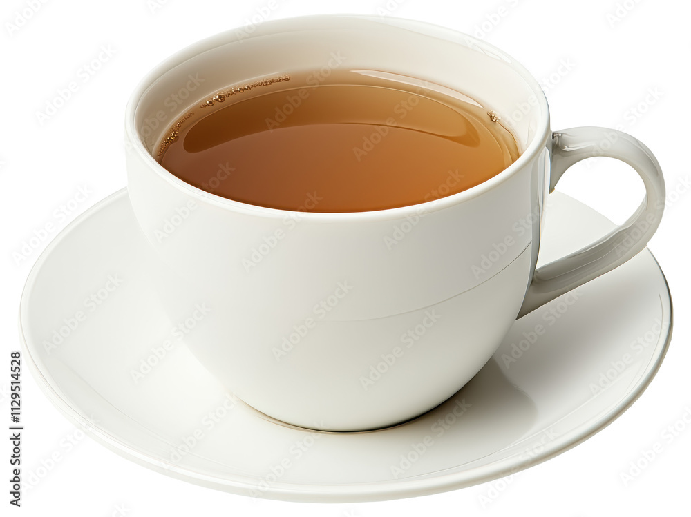 A cup of tea on a white saucer A cup of tea on a white saucer