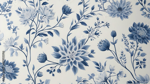 Red blue black and White Floral Pattern