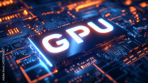 Glowing GPU on Circuit Board Technology Hardware Computing