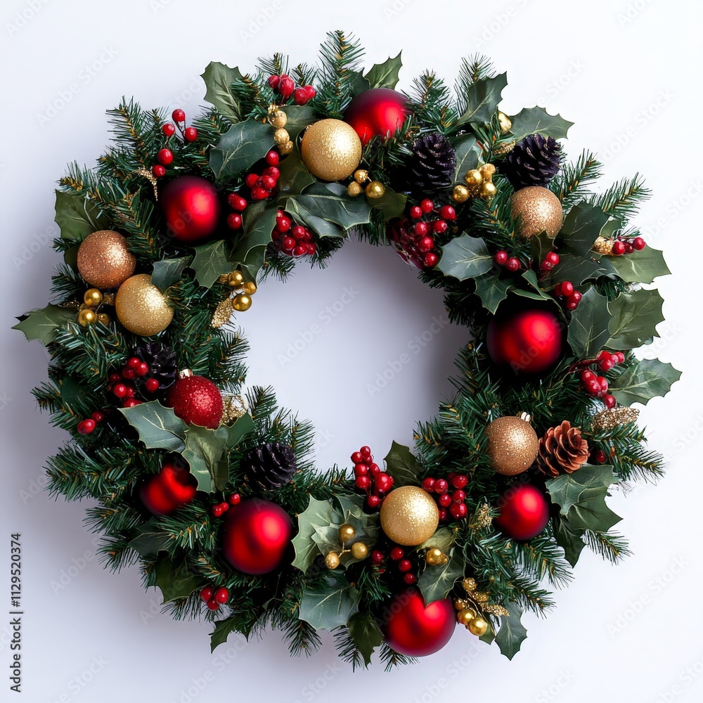 Elegant Christmas Frame with Pine Branches & Decor Elegant Christmas Frame with Pine Branches & Decor