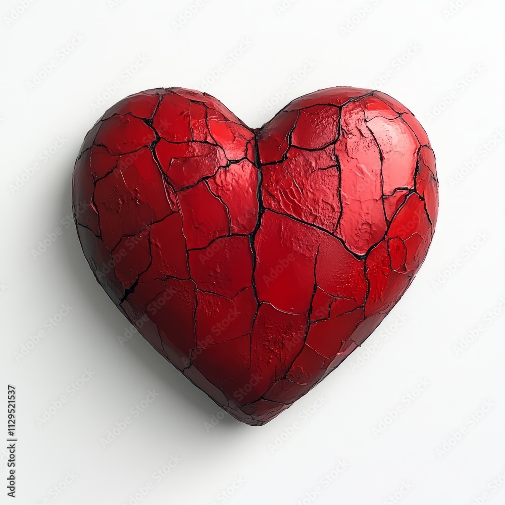 Red heart decoration symbolizing love and commitment, perfect for weddings and romantic occasions, presented against an isolated backdrop Red heart decoration symbolizing love and commitment, perfect for weddings and romantic occasions, presented against an isolated backdrop