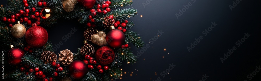 Elegant Christmas Frame with Pine Branches & Decor Elegant Christmas Frame with Pine Branches & Decor
