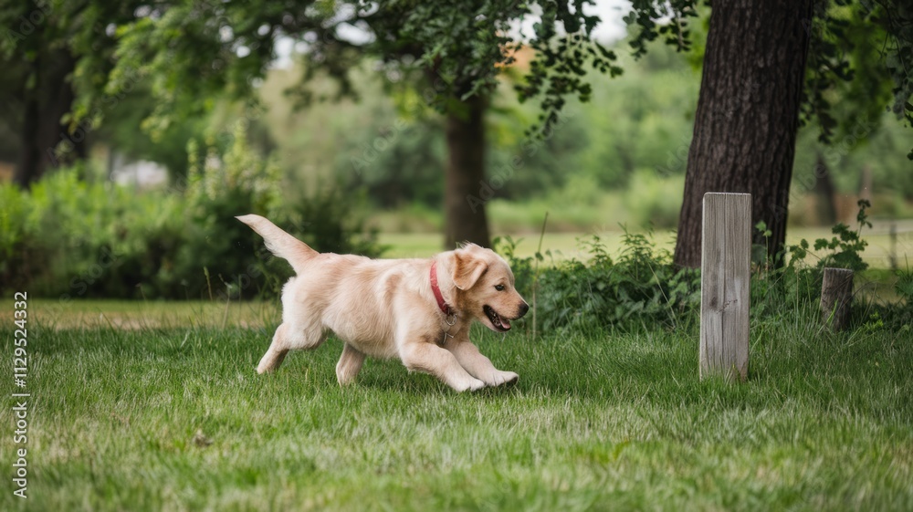 Puppy dog playing and running at the park Puppy dog playing and running at the park