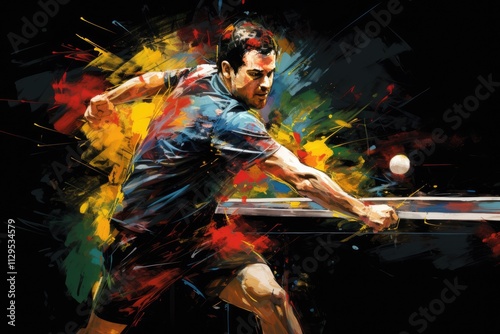 table tennis, ping pong, table tennis, player, athlete, game, man playing table tennis. illustration. tennis day