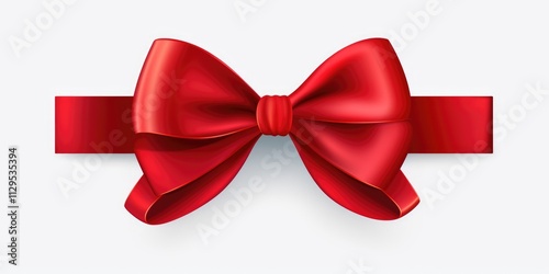 Red gift bow on white background