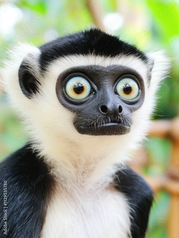 A baby monkey with red eyes stands on a sandy beach A baby monkey with red eyes stands on a sandy beach