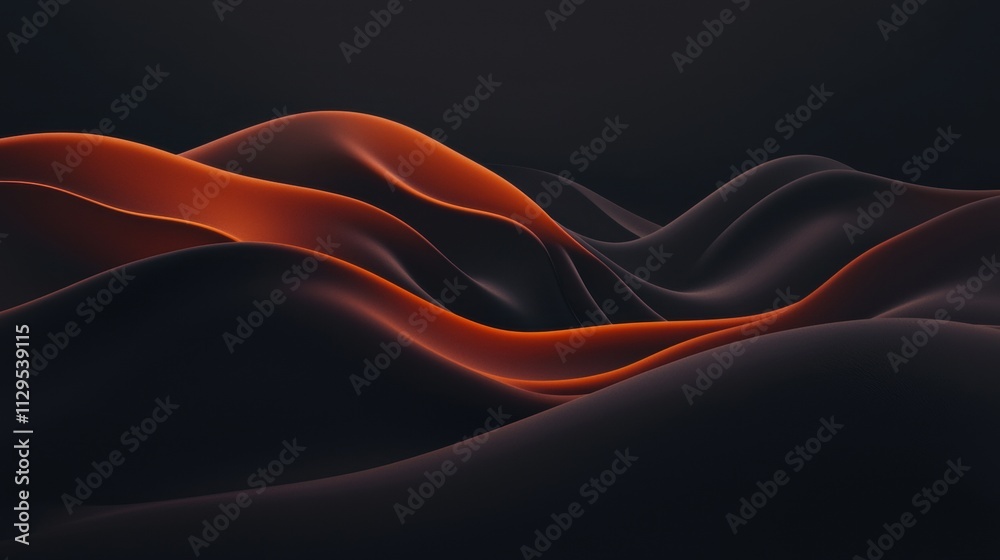 Abstract digital art piece with a dark background. it features a wave-like pattern of orange and black wavy lines that create a sense of movement and depth. Abstract digital art piece with a dark background. it features a wave-like pattern of orange and black wavy lines that create a sense of movement and depth.