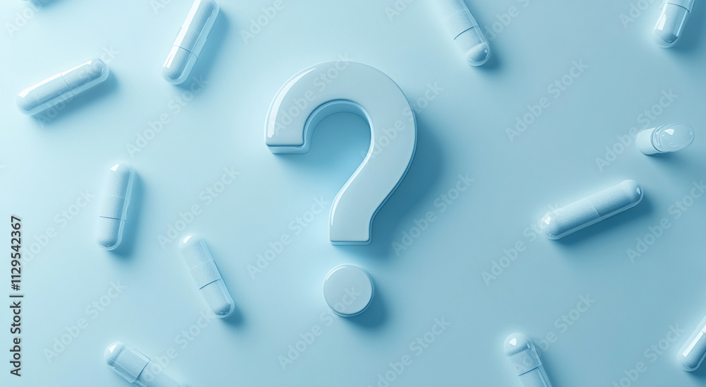 Exploring the significance of health supplements against a calming blue backdrop with scattered capsules Exploring the significance of health supplements against a calming blue backdrop with scattered capsules