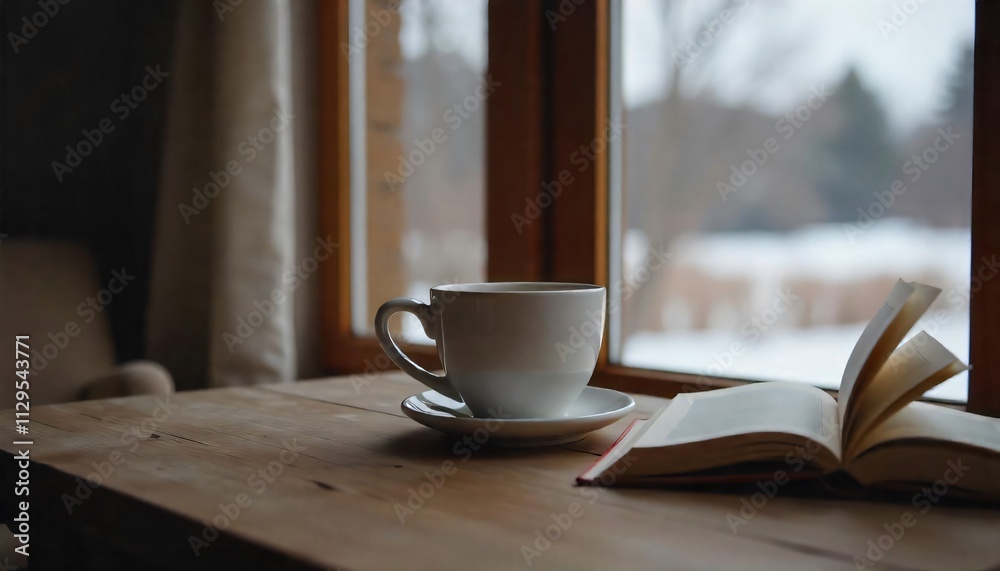 Beautiful scene that transmits peace and tranquility with a cup of delicious coffee Beautiful scene that transmits peace and tranquility with a cup of delicious coffee
