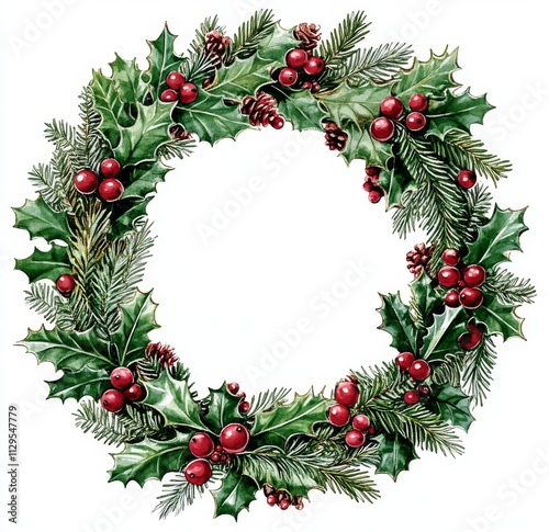 A typical Christmas wreath illustration for the holidays.