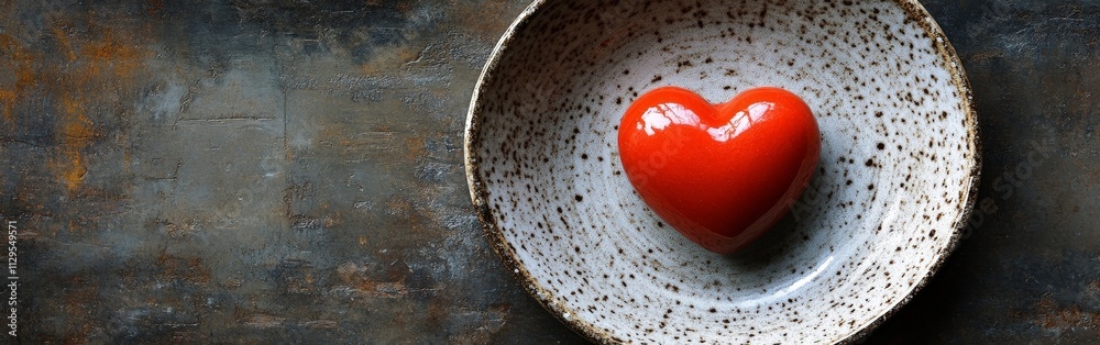 Red Heart on Elegant Decorative Plate Red Heart on Elegant Decorative Plate