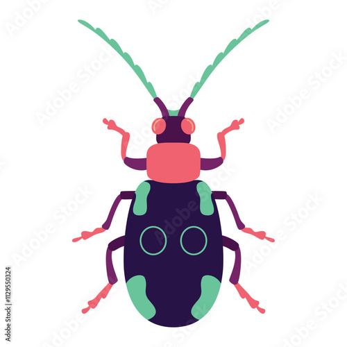 Vector Scarab Beetle Bug Insect Cartoon Illustration Isolated