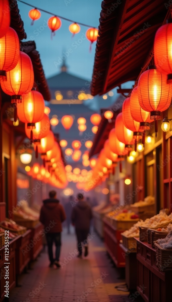 A vibrant evening scene of a lantern-lit market, showcasing a bustling atmosphere and rich cultural heritage, perfect for travel, food, or lifestyle projects. A vibrant evening scene of a lantern-lit market, showcasing a bustling atmosphere and rich cultural heritage, perfect for travel, food, or lifestyle projects.