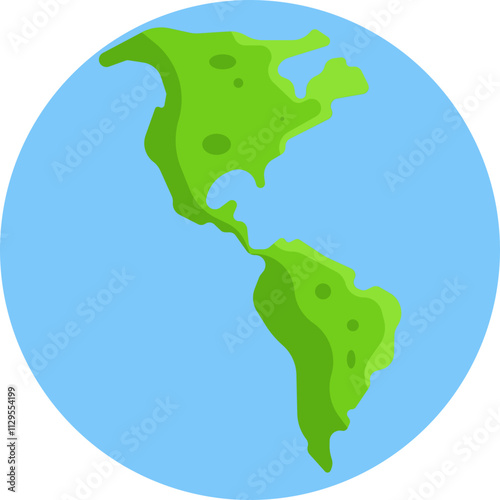 An abstract, minimalist shape representing the combined landmasses of North and South America.