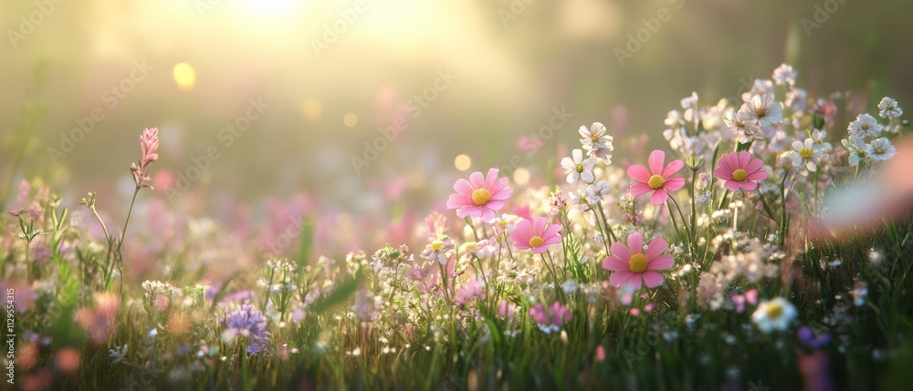 Obraz premium Summer Meadow Pastel Wildflowers