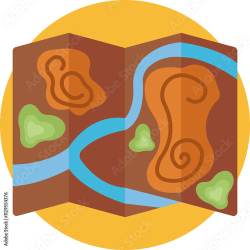 A minimalistic outline of a map, with detailed contours and terrain features, indicating a focus on the physical geography of an area.