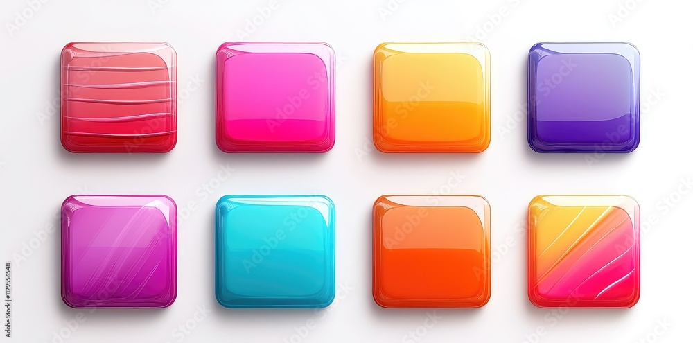Vibrant Gradient Square Icons with Abstract Wave Patterns in Various Colors Vibrant Gradient Square Icons with Abstract Wave Patterns in Various Colors