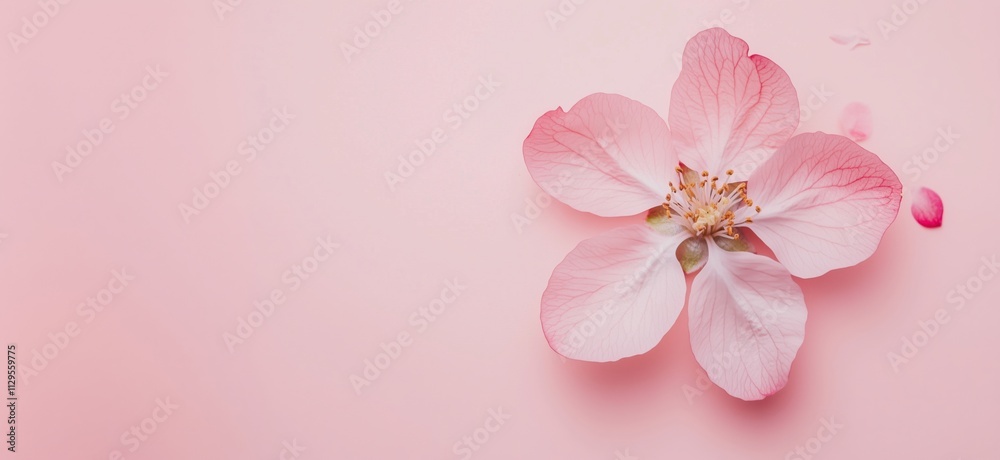 Pink flower on pink background, delicate petals, soft colors, minimalistic design, copy space for text Pink flower on pink background, delicate petals, soft colors, minimalistic design, copy space for text