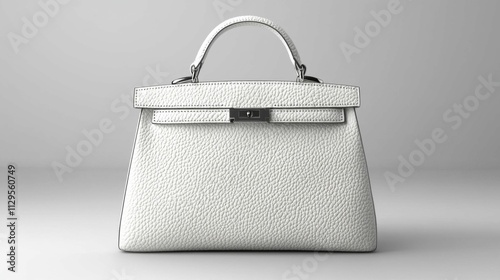 A stylish white handbag made from textured leather with a sleek design, perfect for formal or casual occasions. photo