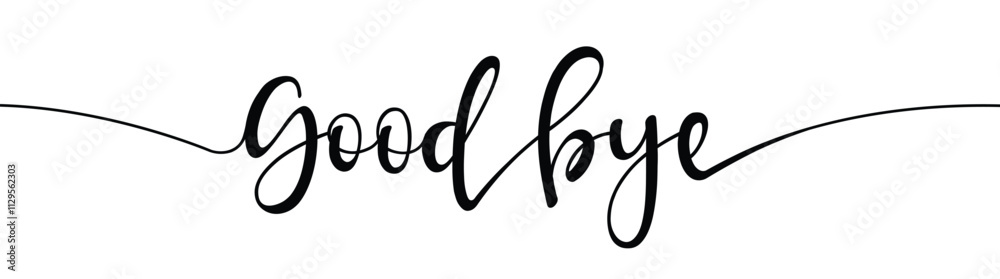 Good bye text. Continuous one line drawing. Vector illustration sketch handwriting isolated on white background. Word phrase minimalist for banner, poster, and card Good bye text. Continuous one line drawing. Vector illustration sketch handwriting isolated on white background. Word phrase minimalist for banner, poster, and card