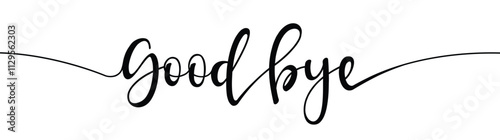 Good bye text. Continuous one line drawing. Vector illustration sketch handwriting isolated on white background. Word phrase minimalist for banner, poster, and card