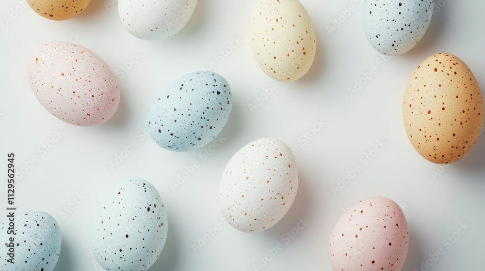 Colorful Easter Eggs on Pure White Background - Isolated Festive Decor with Dots and Vibrant Hues Colorful Easter Eggs on Pure White Background - Isolated Festive Decor with Dots and Vibrant Hues