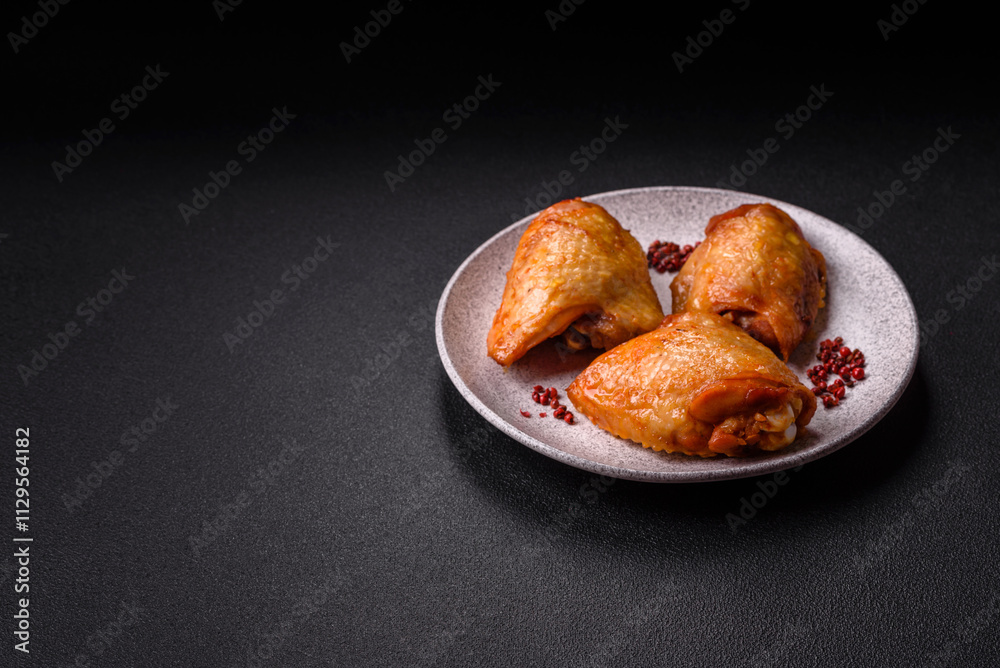Chicken thighs fried with salt, spices and herbs Chicken thighs fried with salt, spices and herbs