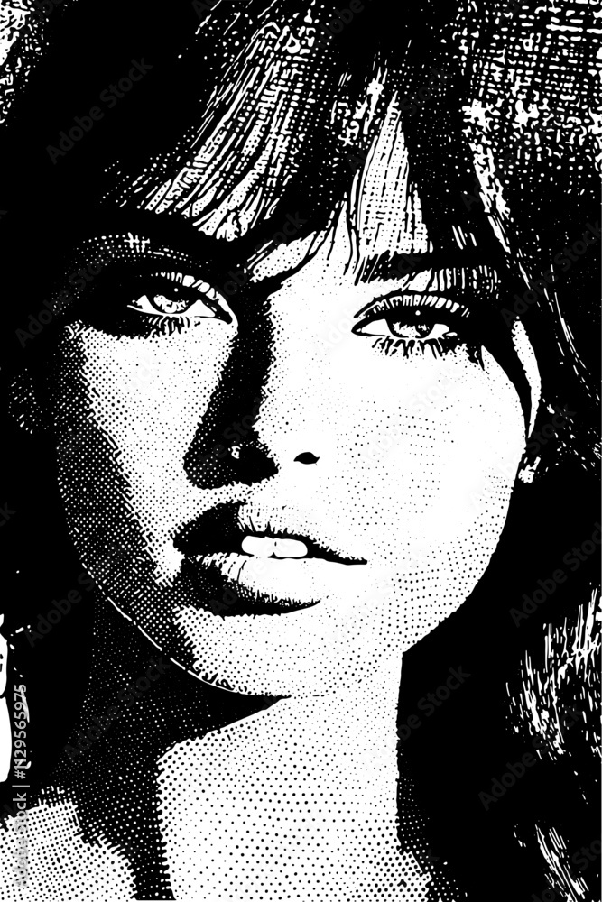 Grafik aus dem Set: schwarz, weiß, siebdruck, stencil, cover, punk, grunge, pointilismus und mehr