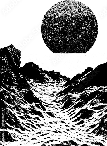 Grafik aus dem Set: schwarz, weiß, siebdruck, stencil, cover, punk, grunge, pointilismus und mehr