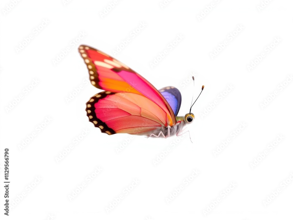 Obraz premium A close-up photo of a vibrant pink butterfly on a clean white background, vibrant, close-up, white background
