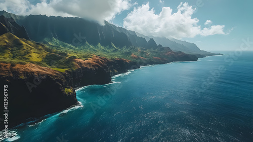 A view of the Na Pali Coast on Kauai Island, Hawaii.