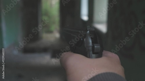 gun in an abandoned building 4k