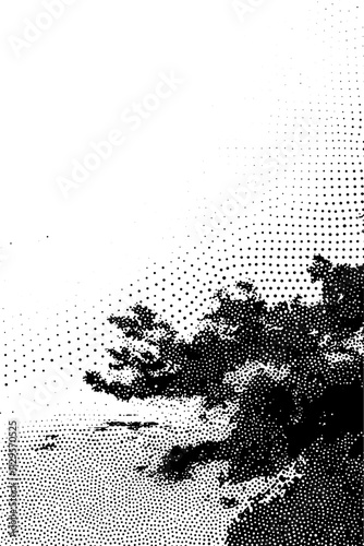 Grafik aus dem Set: schwarz, weiß, siebdruck, stencil, cover, punk, grunge, pointilismus und mehr