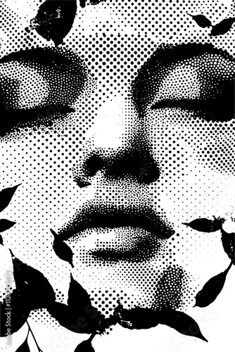 Grafik aus dem Set: schwarz, weiß, siebdruck, stencil, cover, punk, grunge, pointilismus und mehr