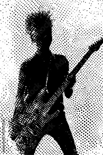 Grafik aus dem Set: schwarz, weiß, siebdruck, stencil, cover, punk, grunge, pointilismus und mehr