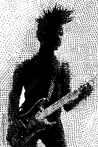 Grafik aus dem Set: schwarz, weiß, siebdruck, stencil, cover, punk, grunge, pointilismus und mehr