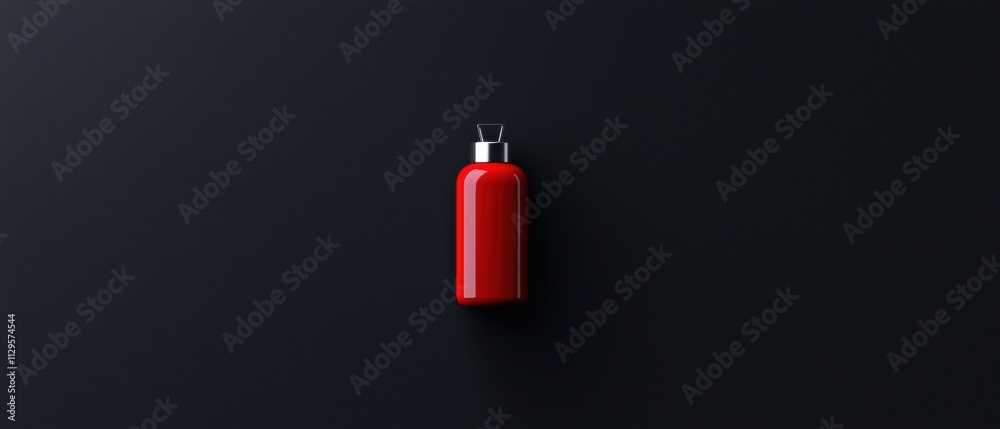 Obraz premium 3d rendering of a red cylindrical object with a silver cap on top. the object appears to be made of plastic or a similar material and is standing upright on a black background.