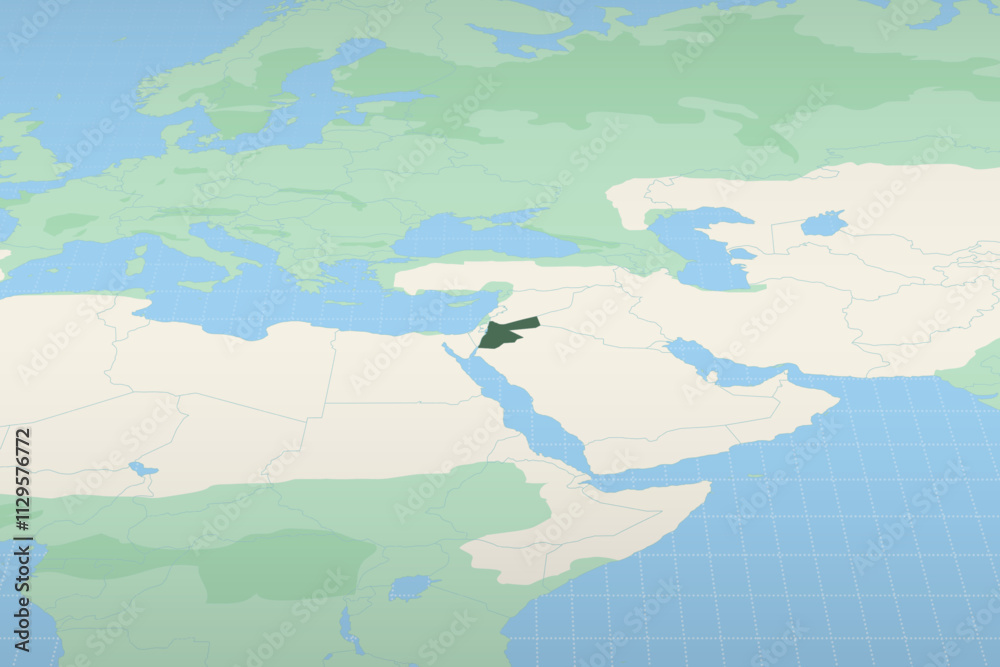 Obraz premium Jordan highlighted on a detailed map, geographic location of Jordan.
