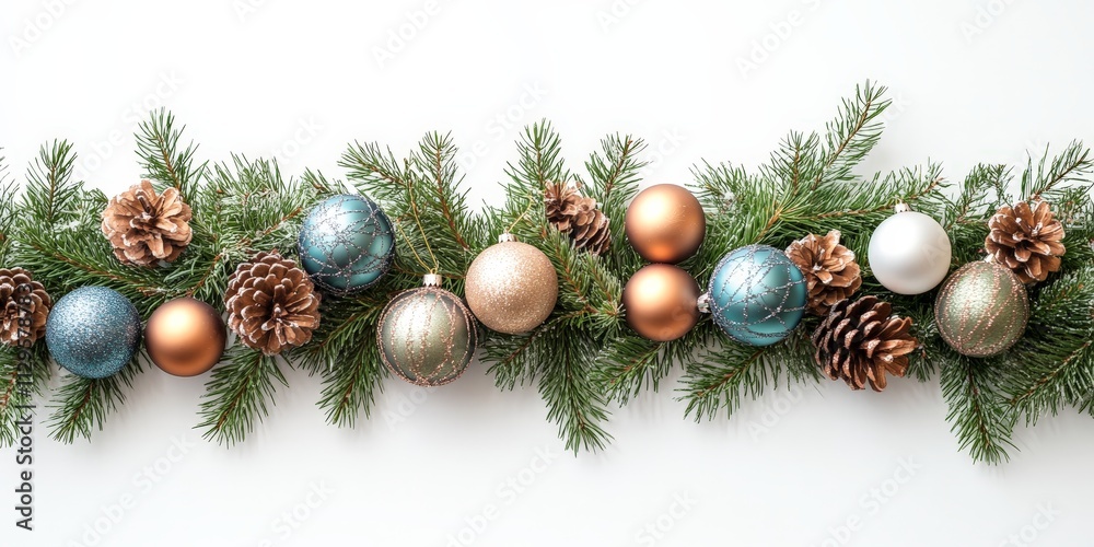 Red and Gold Christmas Frame with Pine Branches Red and Gold Christmas Frame with Pine Branches