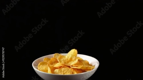 4K Slow Motion Potato Chips Falling from Above | High-Quality Food Footage