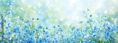 Blue flowers blooming in a spring meadow.