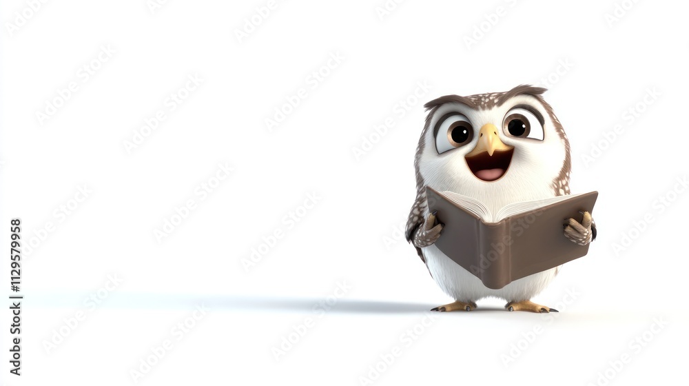 Cute cartoon owl reading a book. Cute cartoon owl reading a book.