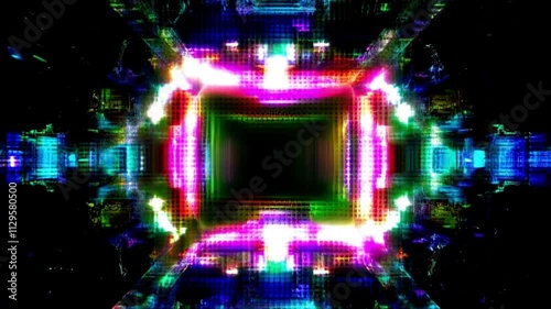 Abstract Digital Static: Pixelated Noise, RGB Flickers, and Video Signal Interference with Distorted Sound Waves